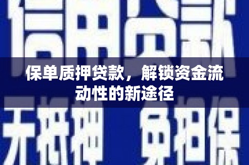 平果保单质押贷款，解锁资金流动性的新途径