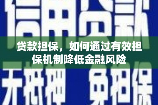 平果贷款担保，如何通过有效担保机制降低金融风险